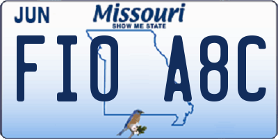 MO license plate FI0A8C