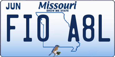 MO license plate FI0A8L