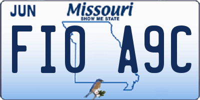 MO license plate FI0A9C