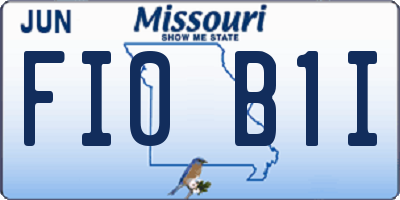 MO license plate FI0B1I