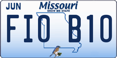 MO license plate FI0B1O