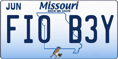 MO license plate FI0B3Y
