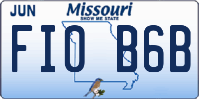 MO license plate FI0B6B