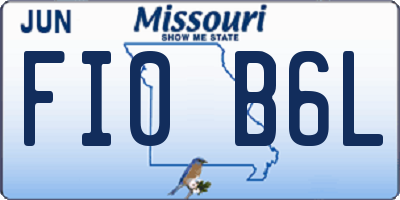 MO license plate FI0B6L