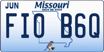 MO license plate FI0B6Q