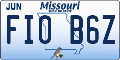 MO license plate FI0B6Z