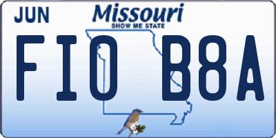 MO license plate FI0B8A