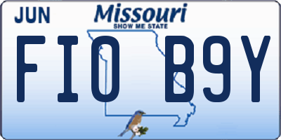 MO license plate FI0B9Y