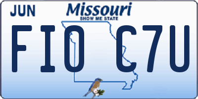 MO license plate FI0C7U