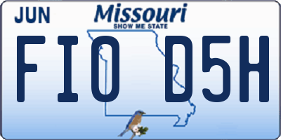 MO license plate FI0D5H
