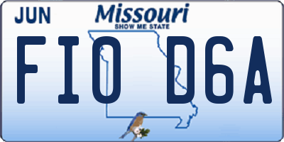 MO license plate FI0D6A