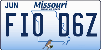 MO license plate FI0D6Z