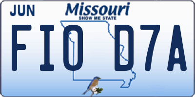 MO license plate FI0D7A