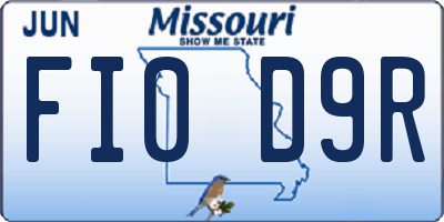 MO license plate FI0D9R