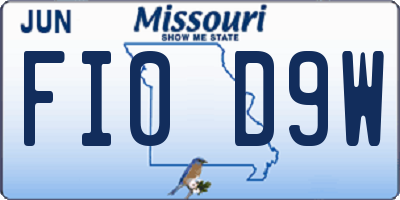 MO license plate FI0D9W