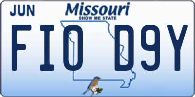 MO license plate FI0D9Y