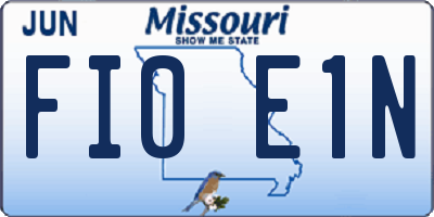 MO license plate FI0E1N