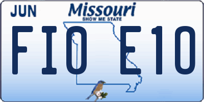 MO license plate FI0E1O