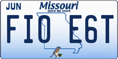MO license plate FI0E6T