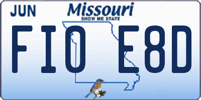 MO license plate FI0E8D