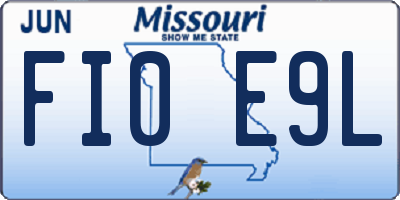MO license plate FI0E9L