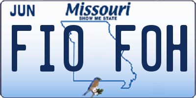 MO license plate FI0F0H