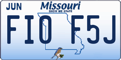 MO license plate FI0F5J