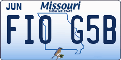 MO license plate FI0G5B