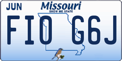 MO license plate FI0G6J