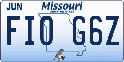 MO license plate FI0G6Z