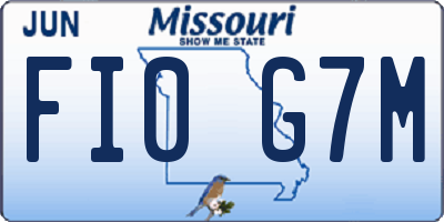 MO license plate FI0G7M