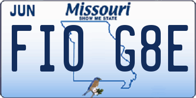 MO license plate FI0G8E