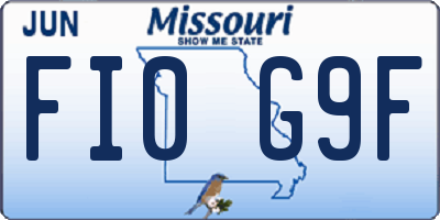 MO license plate FI0G9F