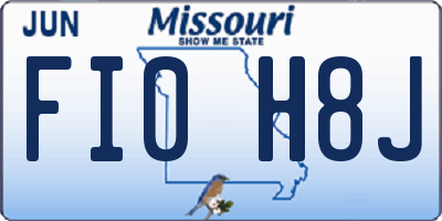 MO license plate FI0H8J