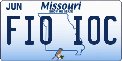 MO license plate FI0I0C
