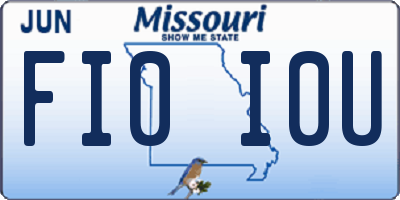 MO license plate FI0I0U