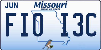 MO license plate FI0I3C