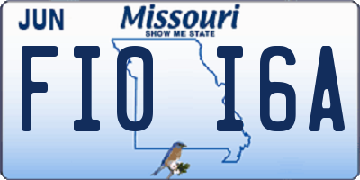 MO license plate FI0I6A