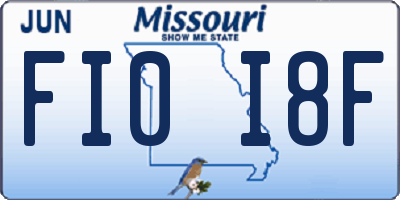 MO license plate FI0I8F