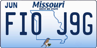 MO license plate FI0J9G