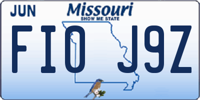 MO license plate FI0J9Z