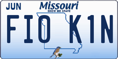 MO license plate FI0K1N