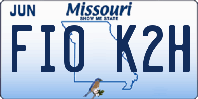 MO license plate FI0K2H
