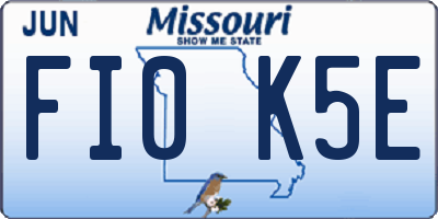 MO license plate FI0K5E