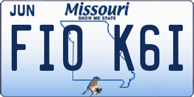 MO license plate FI0K6I