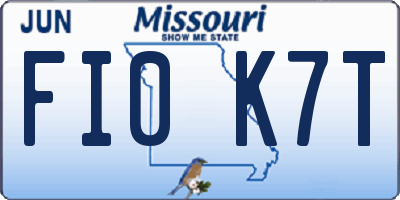 MO license plate FI0K7T