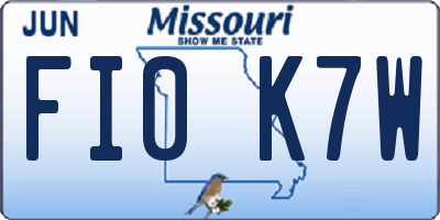 MO license plate FI0K7W