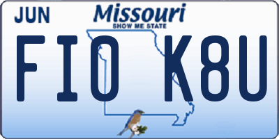 MO license plate FI0K8U