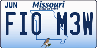 MO license plate FI0M3W