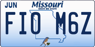 MO license plate FI0M6Z